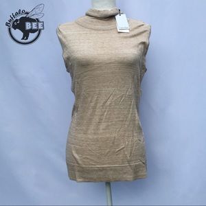 NWT Calvin Klein tan turtleneck sleeveless top s L
